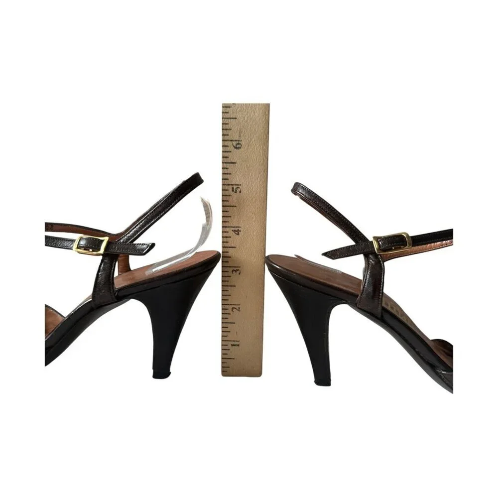 Vintage I.‎ Miller Brown Leather Rosette Heels – Size 8.5B